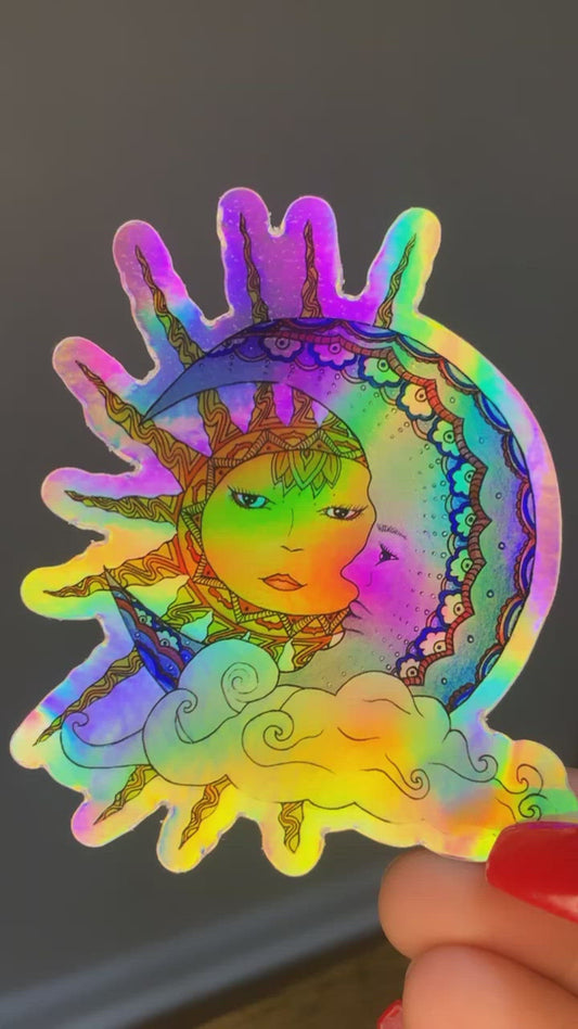 Holographic Sun & Moon sticker
